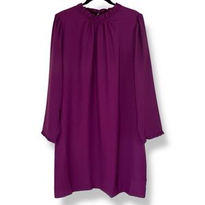 J. Crew Factory Long Sleeve Ruffle Neck Shift Dress Size 16 NWT